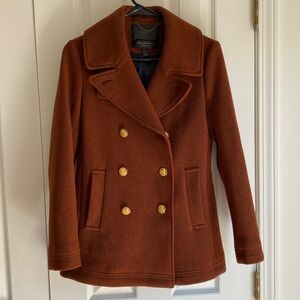 J. Crew Wool Peacoat Rust Burnt Orange Stadium Cloth by Nello Gori